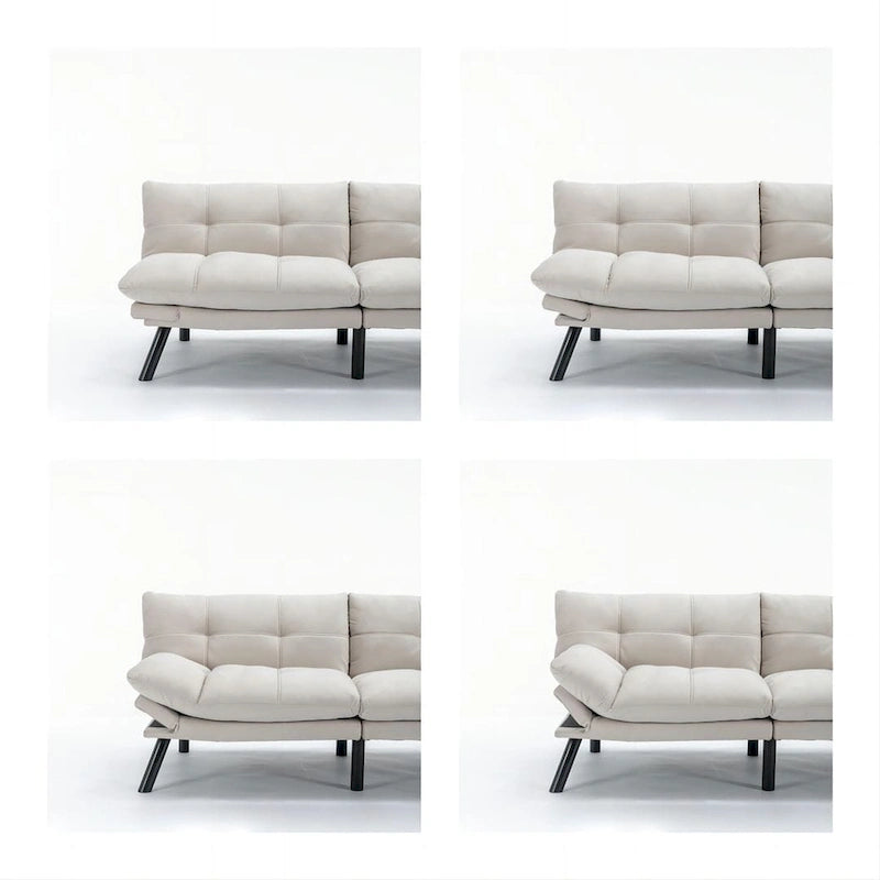 70.87 Futon Sofa Bed, Foam Foldable Couch Convertible Loveseat Sleeper Daybed with Adjustable Armrests for Small Space