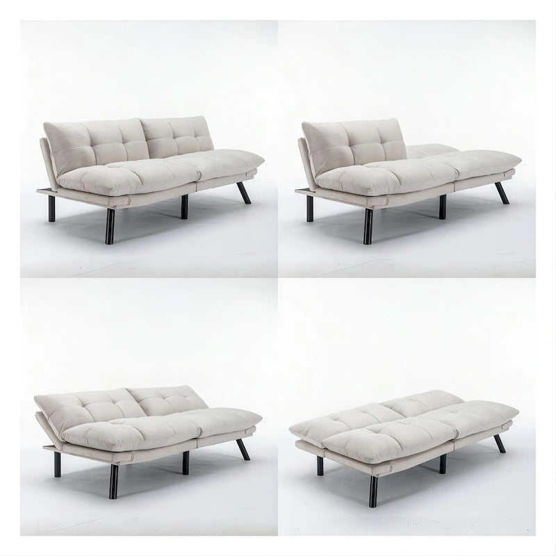 70.87 Futon Sofa Bed, Foam Foldable Couch Convertible Loveseat Sleeper Daybed with Adjustable Armrests for Small Space