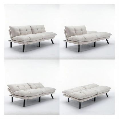 70.87 Futon Sofa Bed, Foam Foldable Couch Convertible Loveseat Sleeper Daybed with Adjustable Armrests for Small Space