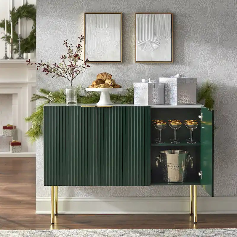 Lifestorey Valen Channel Front Sideboard/Buffet with Adjustable Shelves