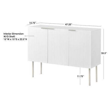 Lifestorey Valen Channel Front Sideboard/Buffet with Adjustable Shelves