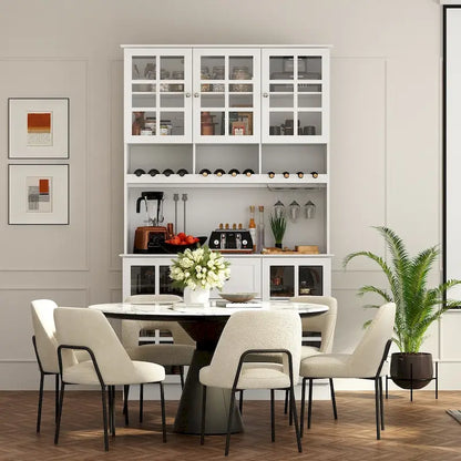 79Pantry Storage Cabinet Glass Doors Sideboard Buffet Cabinet Lacquer