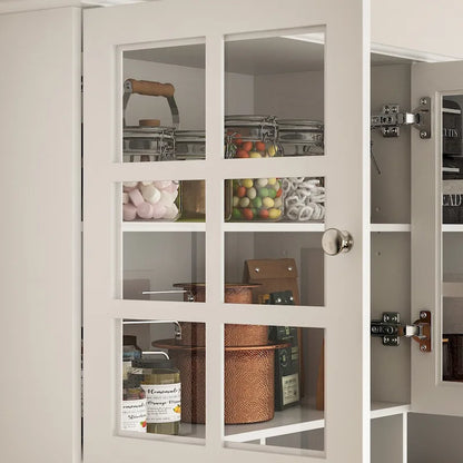 79Pantry Storage Cabinet Glass Doors Sideboard Buffet Cabinet Lacquer