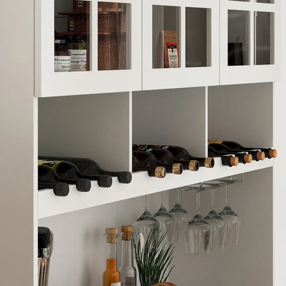 79Pantry Storage Cabinet Glass Doors Sideboard Buffet Cabinet Lacquer