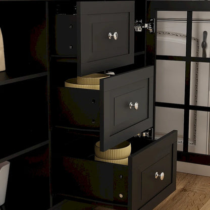 79Pantry Storage Cabinet Glass Doors Sideboard Buffet Cabinet Lacquer