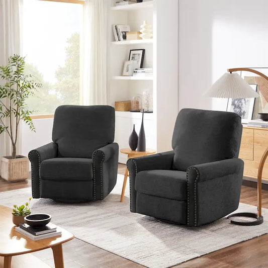 Heido 360 Degree Swivel Glider Manual Recliner Leisure Chair Set of 2