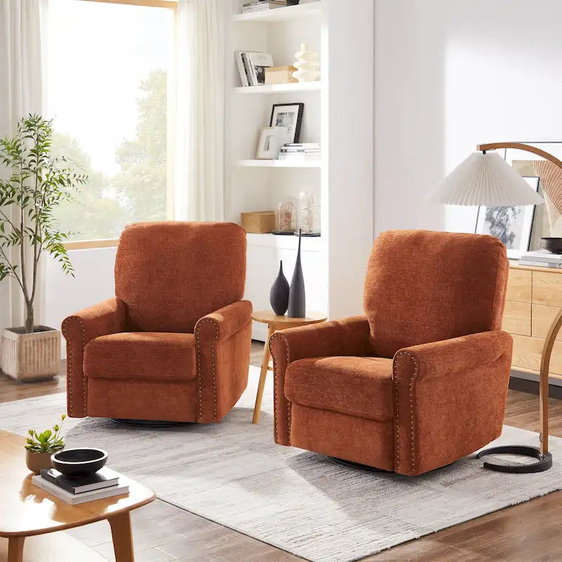Heido 360 Degree Swivel Glider Manual Recliner Leisure Chair Set of 2