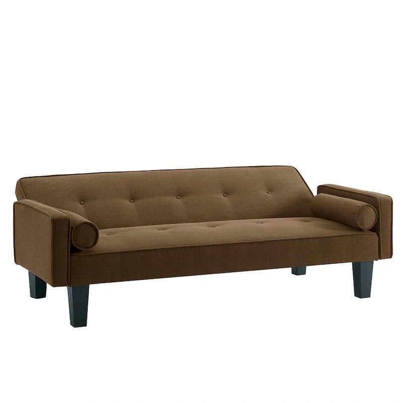 Linen Fabric Modern Convertible Sofa Bed with Removable Armrests