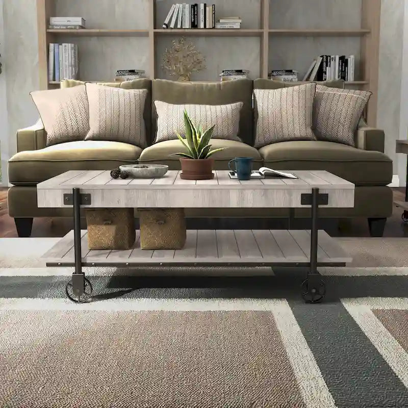 Hyssop Farmhouse 47-inch Steel 1-Shelf Coffee Table by Furniture of America