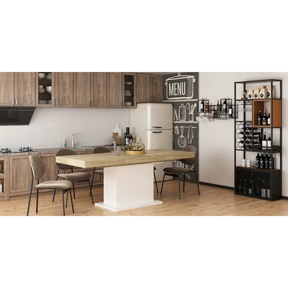 Home Wood Dining Table Extendable Table Meeting Working Computer