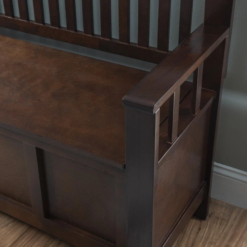 Migdalia Flip Top Slat Back Storage Entryway Bench