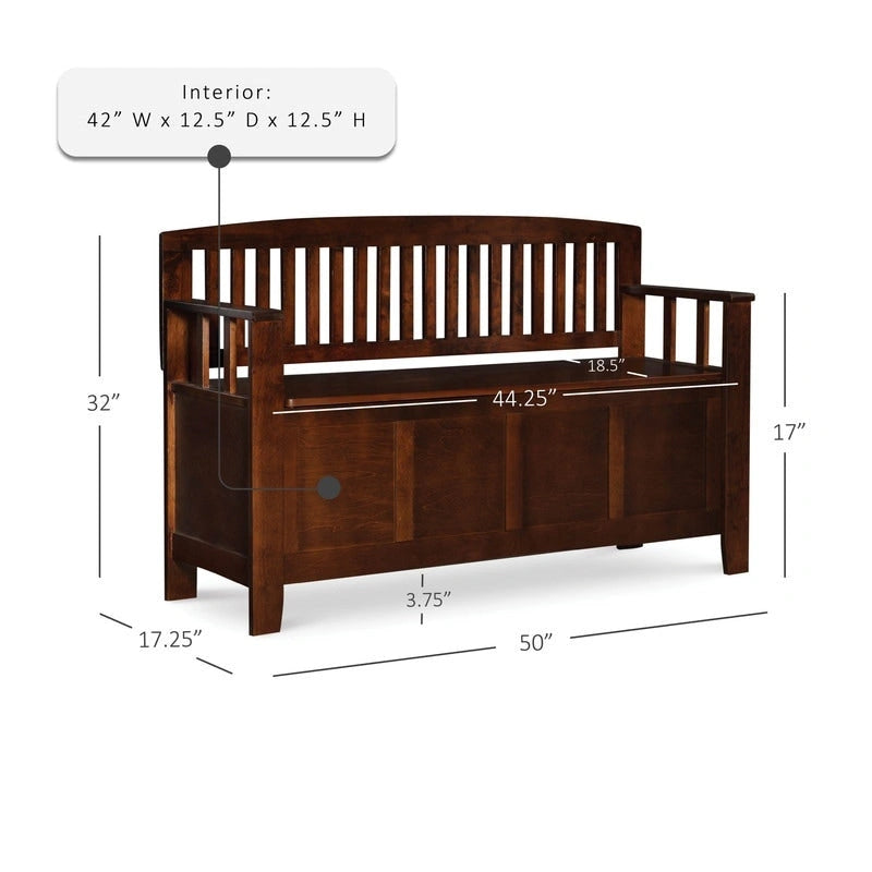 Migdalia Flip Top Slat Back Storage Entryway Bench