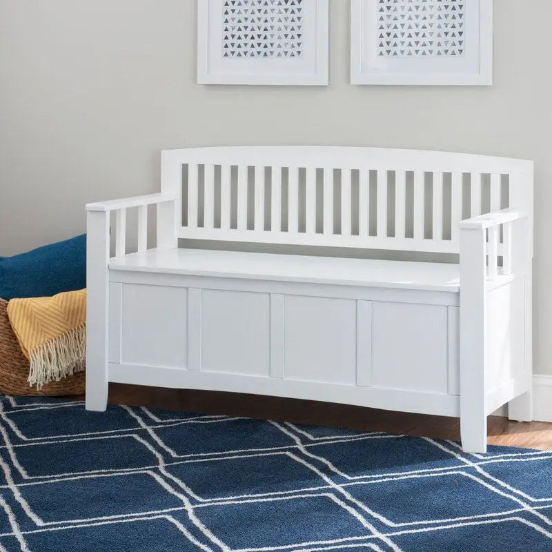 Migdalia Flip Top Slat Back Storage Entryway Bench
