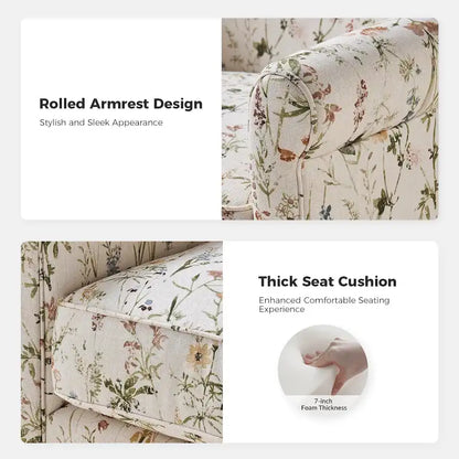 Georg Comfortable Floral Fabric Swivel Rocker Chair with Rolled Armrest by HULALA HOME