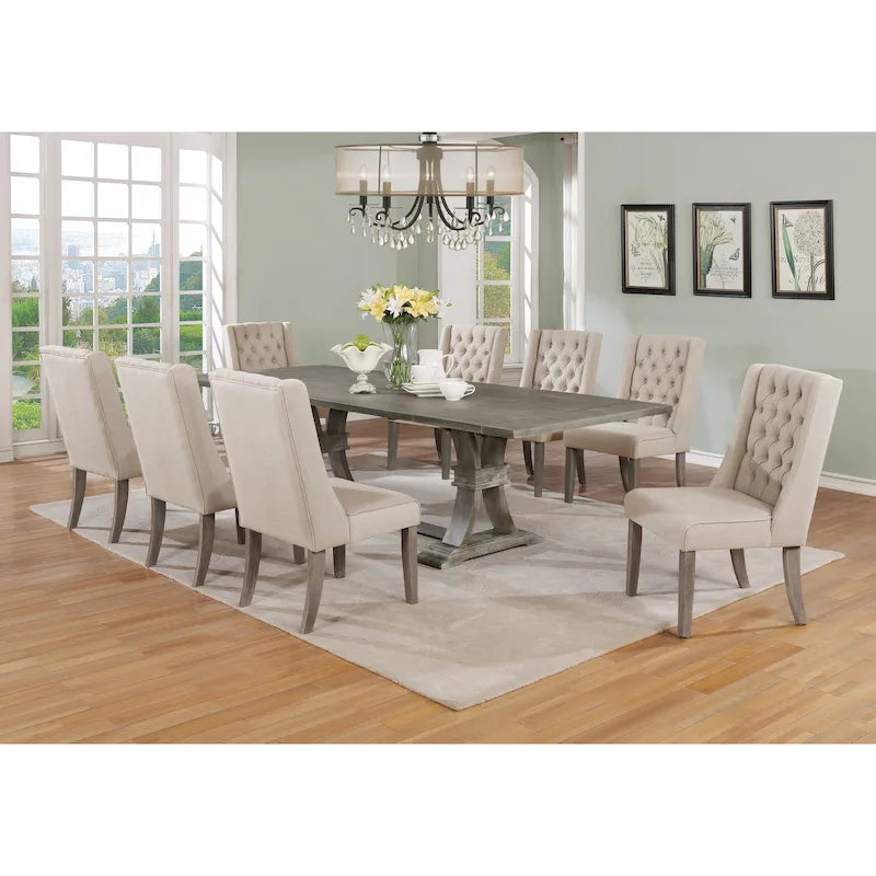 Best Quality Furniture 9-piece Rustic Extending Grey Dining Set