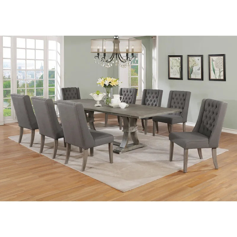 Best Quality Furniture 9-piece Rustic Extending Grey Dining Set