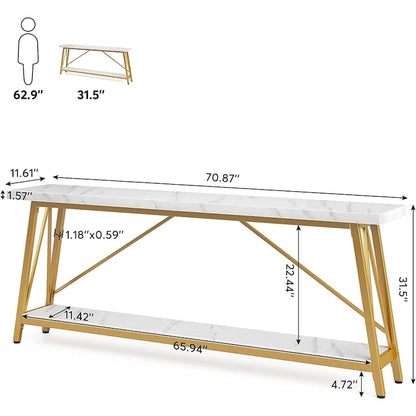 70.9 Inches Long Narrow Sofa Table Behind Couch for Entryway