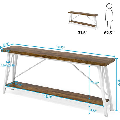 70.9 Inches Long Narrow Sofa Table Behind Couch for Entryway
