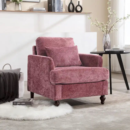 HOMEFUN Chenille Upholstered Mid Century Modern Wood Frame Armchair for Living Room