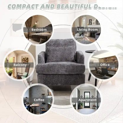 HOMEFUN Chenille Upholstered Mid Century Modern Wood Frame Armchair for Living Room
