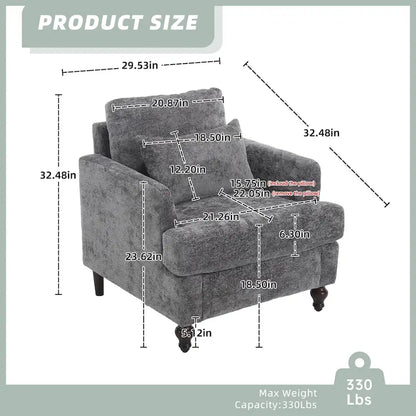 HOMEFUN Chenille Upholstered Mid Century Modern Wood Frame Armchair for Living Room