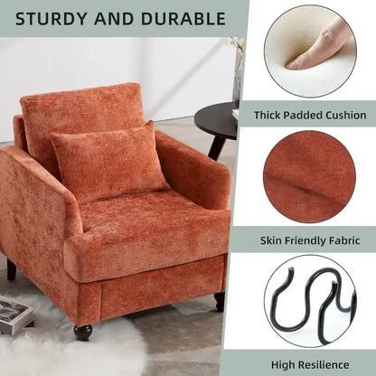 HOMEFUN Chenille Upholstered Mid Century Modern Wood Frame Armchair for Living Room