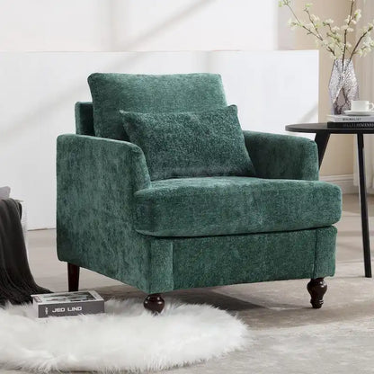 HOMEFUN Chenille Upholstered Mid Century Modern Wood Frame Armchair for Living Room