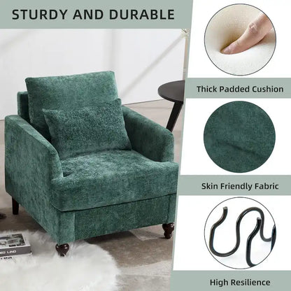 HOMEFUN Chenille Upholstered Mid Century Modern Wood Frame Armchair for Living Room