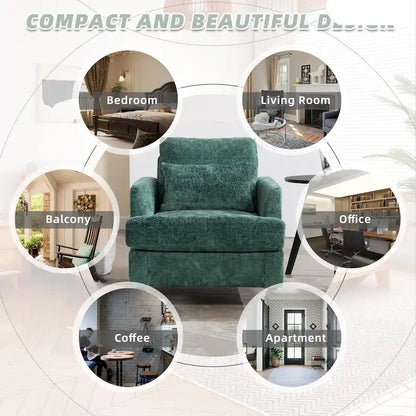 HOMEFUN Chenille Upholstered Mid Century Modern Wood Frame Armchair for Living Room