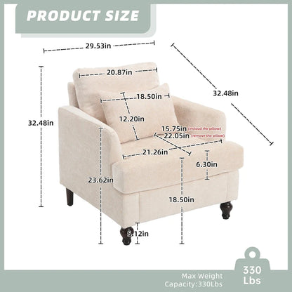 HOMEFUN Chenille Upholstered Mid Century Modern Wood Frame Armchair for Living Room