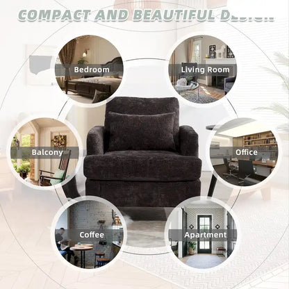 HOMEFUN Chenille Upholstered Mid Century Modern Wood Frame Armchair for Living Room