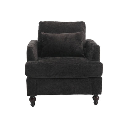 HOMEFUN Chenille Upholstered Mid Century Modern Wood Frame Armchair for Living Room