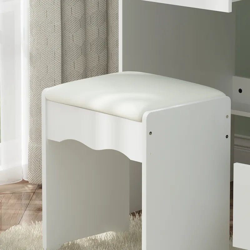 Vanity Set Dressing Table w/Lighted Makeup Mirror and Charging Station