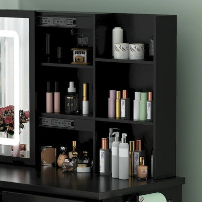 Vanity Set Dressing Table w/Lighted Makeup Mirror and Charging Station