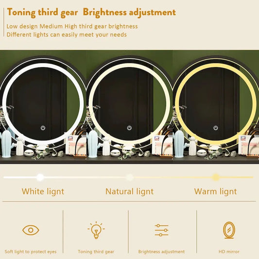 Makeup Vanity Dressing Table, Vanity Mirror with Lights and Table Set - 52H