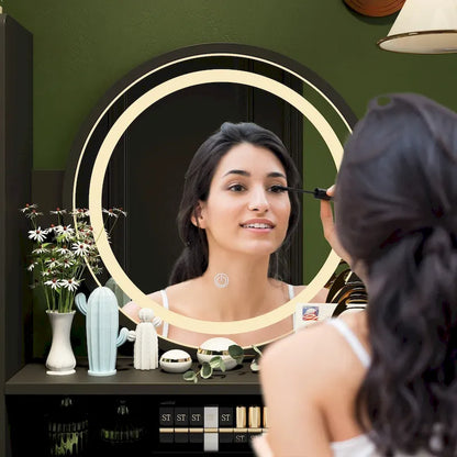 Makeup Vanity Dressing Table, Vanity Mirror with Lights and Table Set - 52H