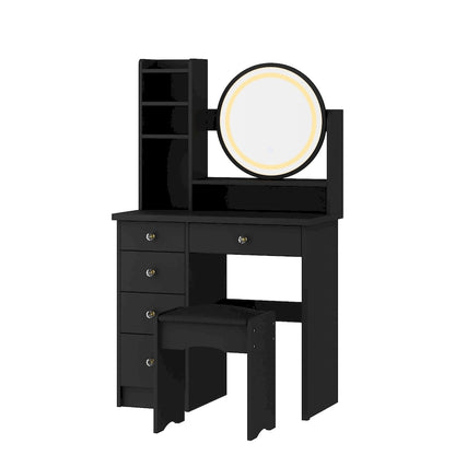 Makeup Vanity Dressing Table, Vanity Mirror with Lights and Table Set - 52H