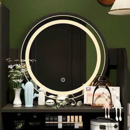 Makeup Vanity Dressing Table, Vanity Mirror with Lights and Table Set - 52H