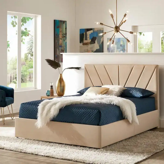 Arlert V-Channel Headboard Storage Platform Bed by iNSPIRE Q Modern