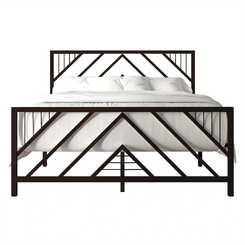 CraftPorch Classic Geometric Slat Metal Platform Bed