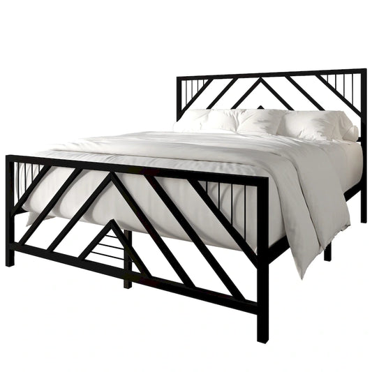 CraftPorch Classic Geometric Slat Metal Platform Bed