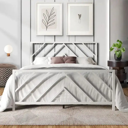 CraftPorch Classic Geometric Slat Metal Platform Bed