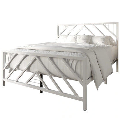 CraftPorch Classic Geometric Slat Metal Platform Bed