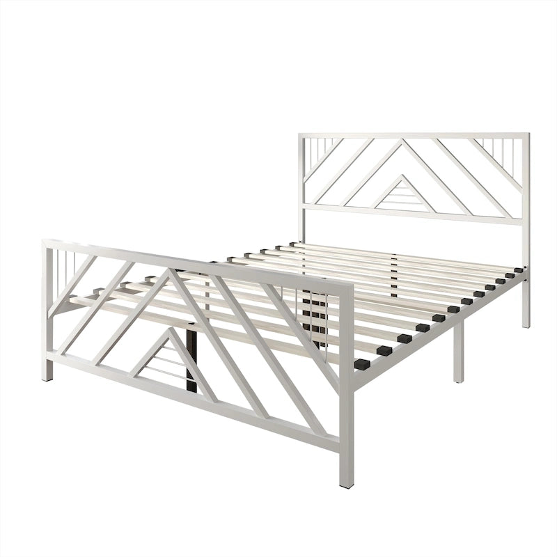 CraftPorch Classic Geometric Slat Metal Platform Bed