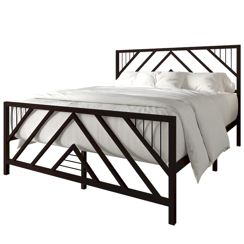 CraftPorch Classic Geometric Slat Metal Platform Bed
