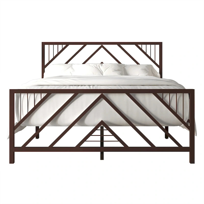CraftPorch Classic Geometric Slat Metal Platform Bed