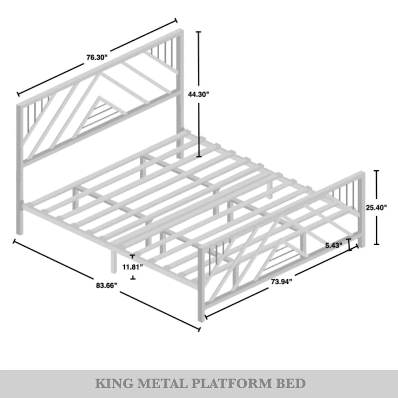 CraftPorch Classic Geometric Slat Metal Platform Bed