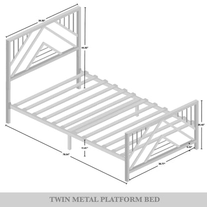 CraftPorch Classic Geometric Slat Metal Platform Bed