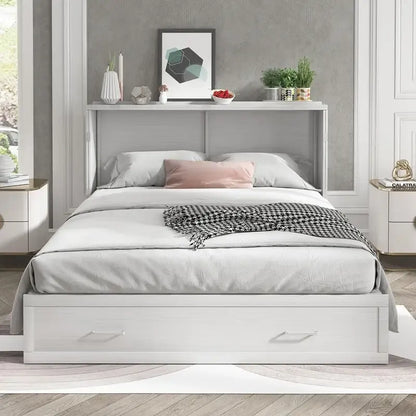 Mixoy Murphy Bed Cabinet Bed Chest with Mattress & Drawer