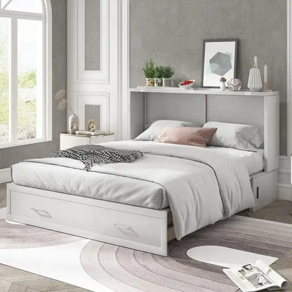 Mixoy Murphy Bed Cabinet Bed Chest with Mattress & Drawer
